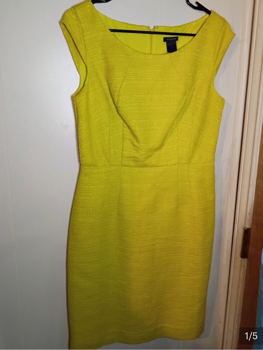 Bright yellow/green cap sleeve sheath dress size 4